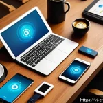 암호화폐 보안에 대한 국제적 기준 - A detailed digital illustration of a Vietnamese young professional securely managing cryptocurrency ...